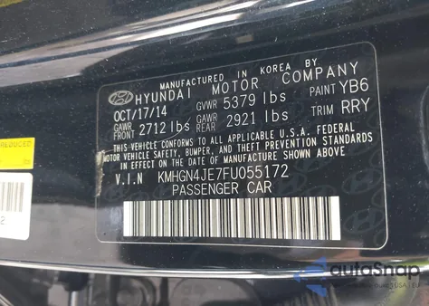 2015 Hyundai Genesis 3.8 z USA, uszkodzony, nr VIN KMHGN4JE7FU055172